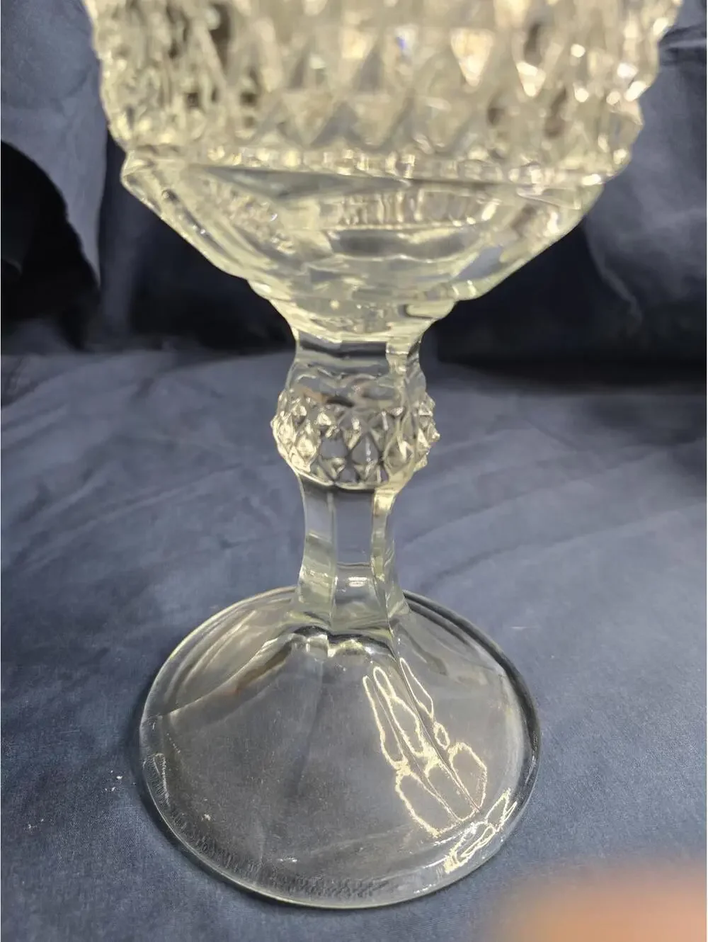 Vintage Diamond Pattern Indiana Glass Vase Goblet